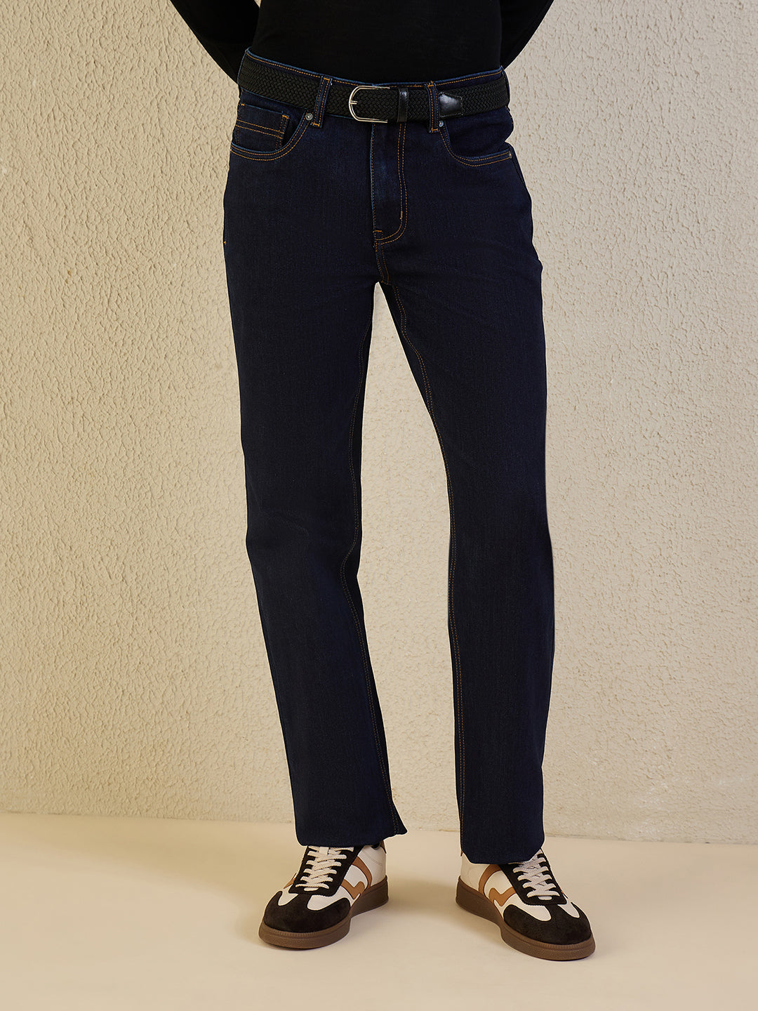 Iconic Men Navy Blue Solid Jeans