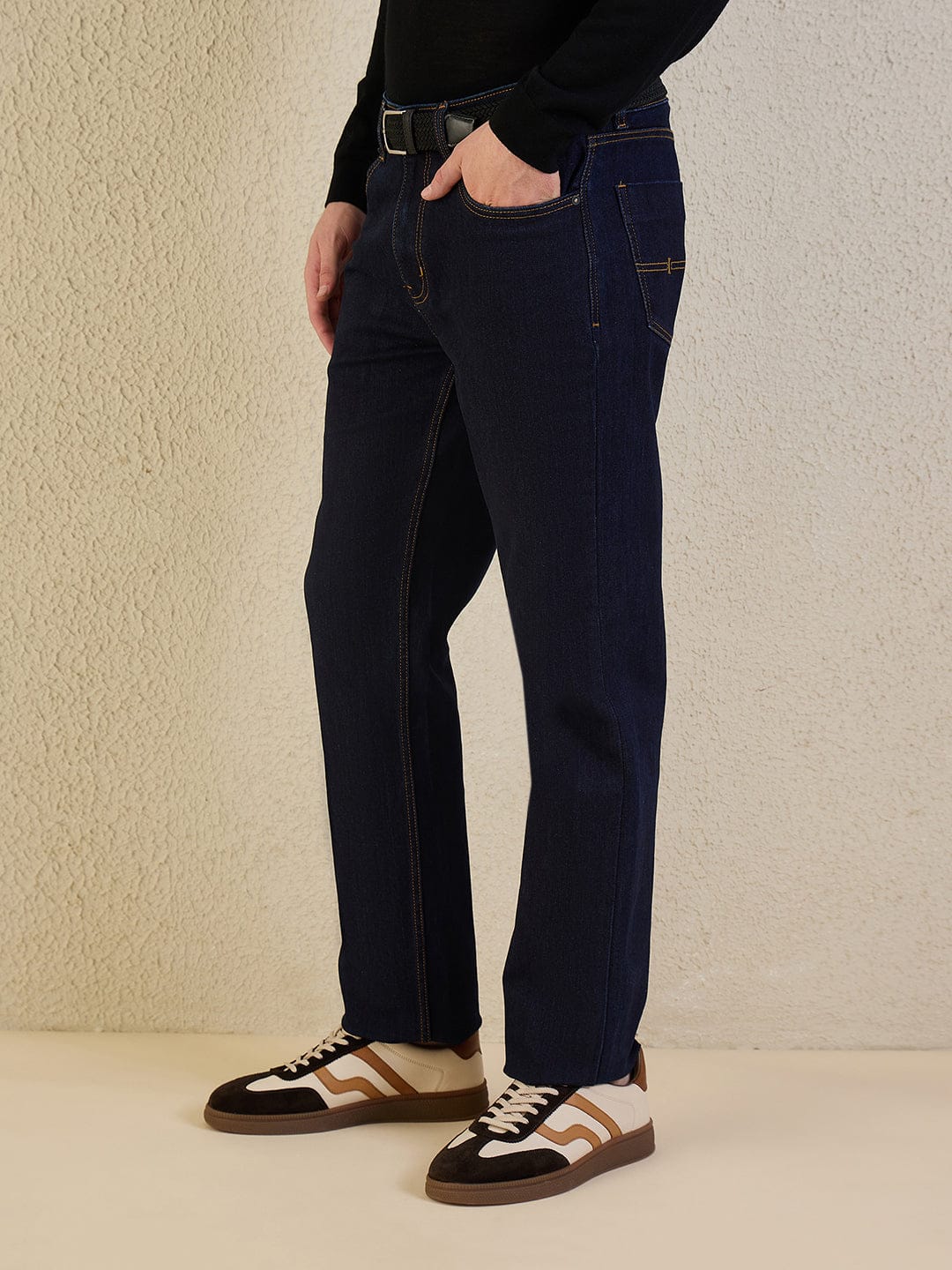 Iconic Men Navy Blue Solid Jeans