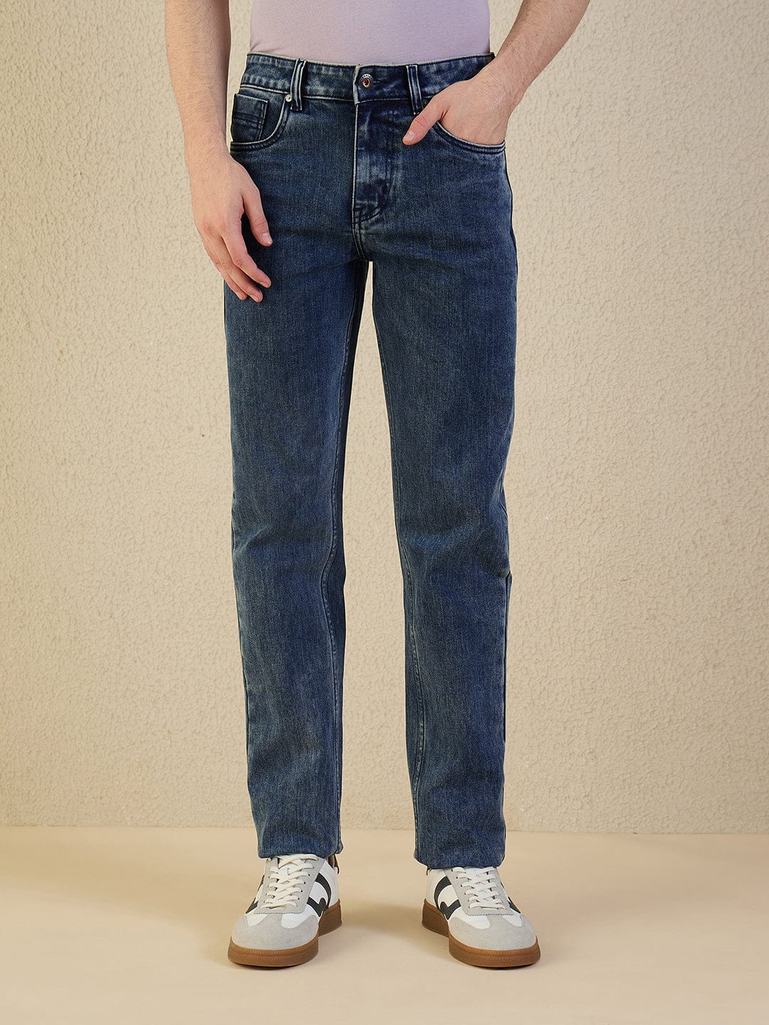 Iconic Men Blue Solid Slim Fit Jeans