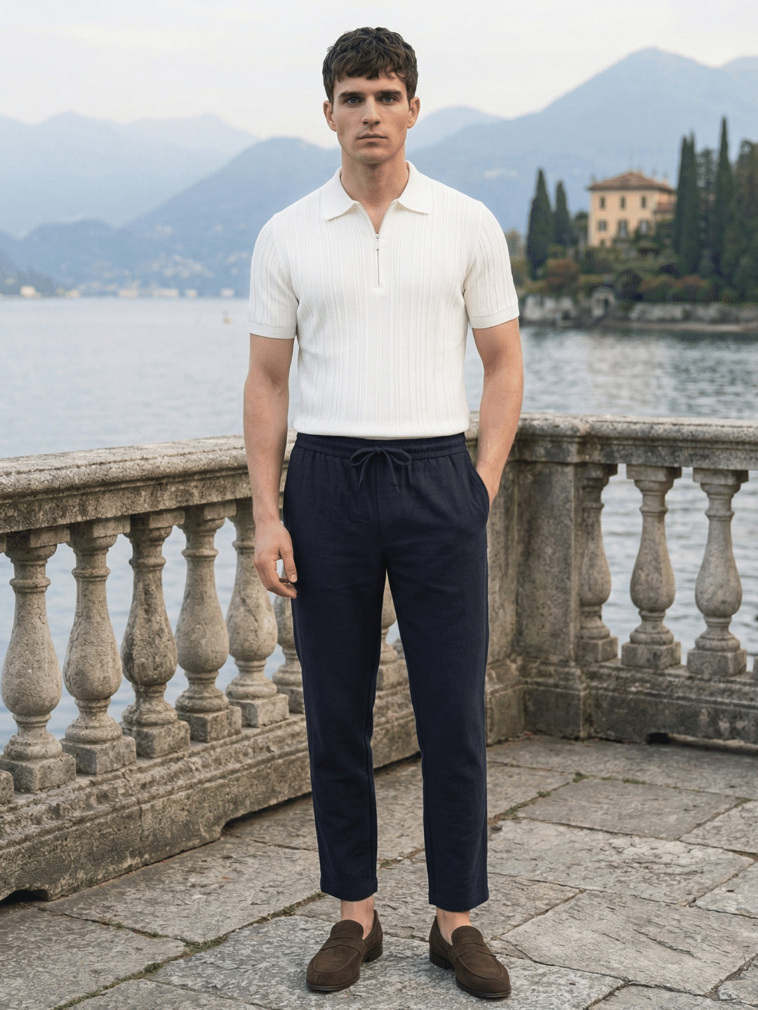 Iconic Men Black Solid Straight Fit Mid Rise Trouser