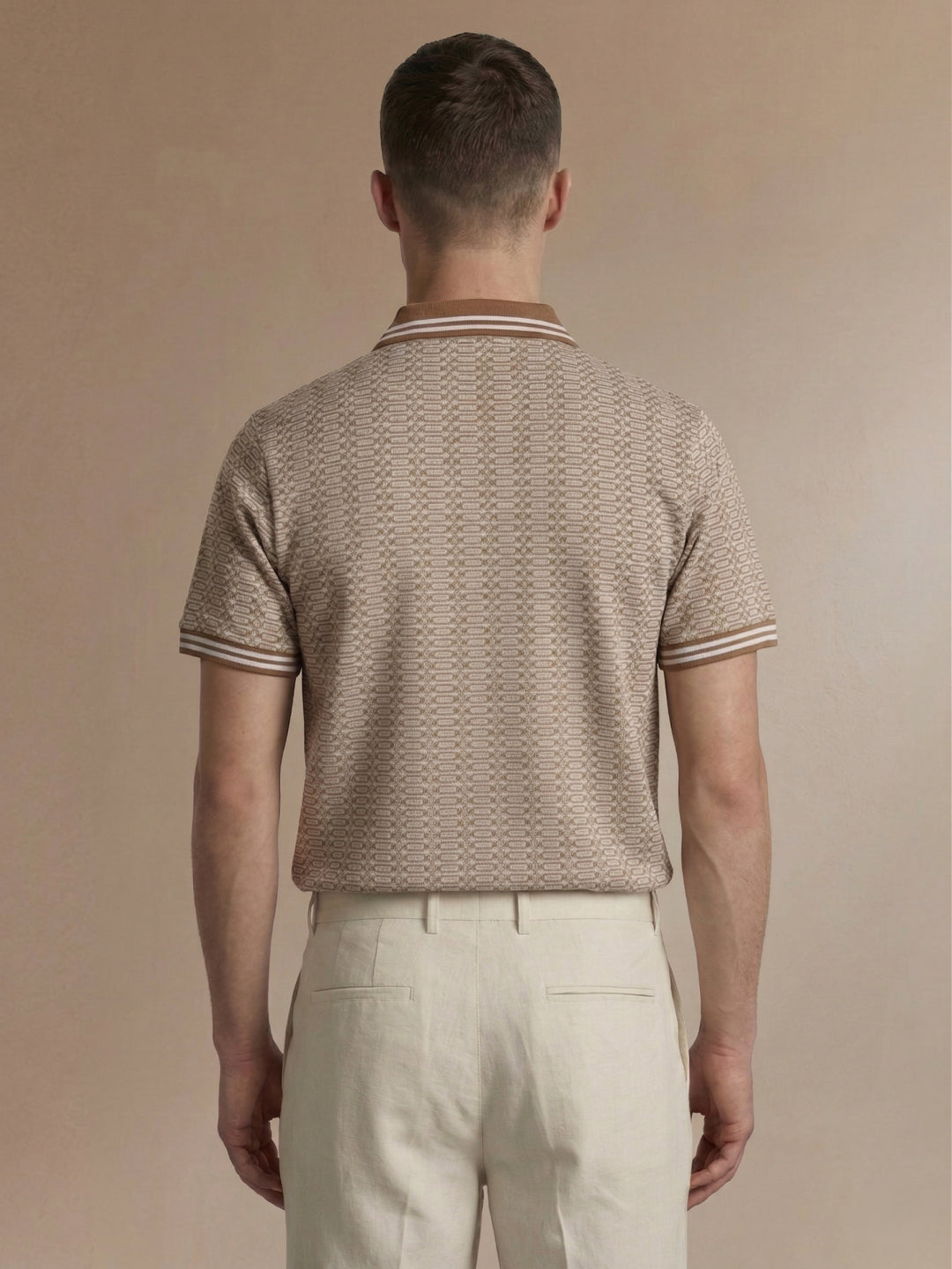 Iconic Men Brown Jacquard Polo T-Shirt