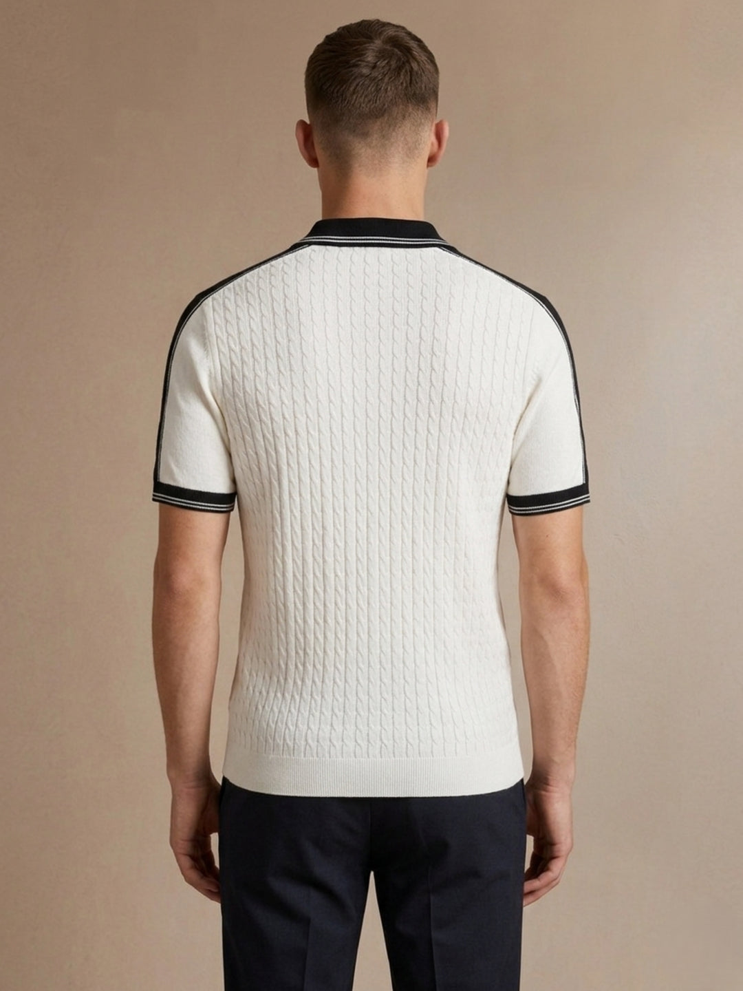 Iconic Men White Textured Regular Fit Pure Cotton Polo T-Shirt