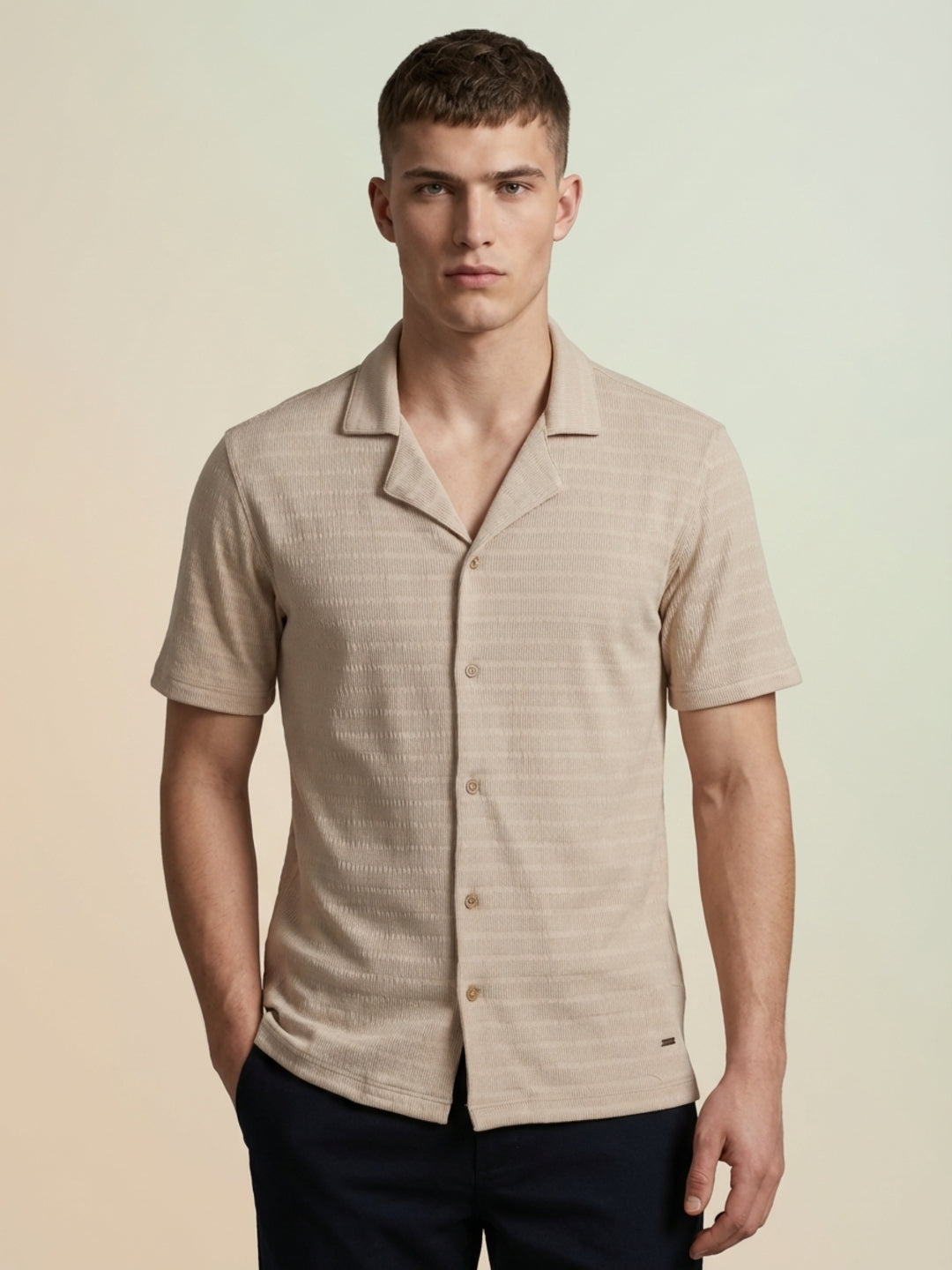 Iconic Men Brown Striped Shirt