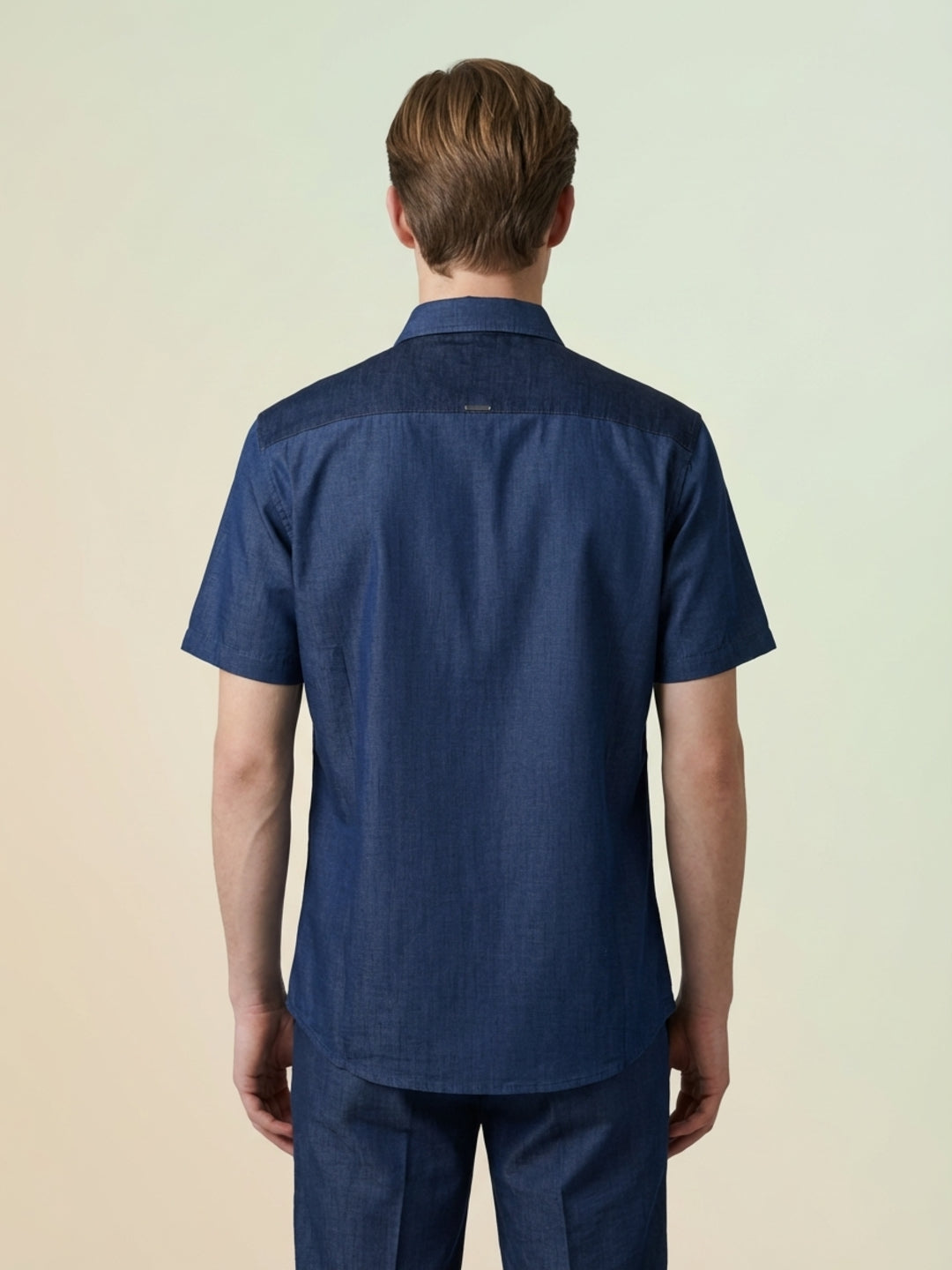 Iconic Men Navy Blue Colorblocked Shirt
