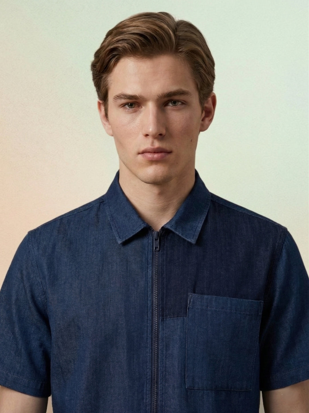 Iconic Men Navy Blue Colorblocked Shirt