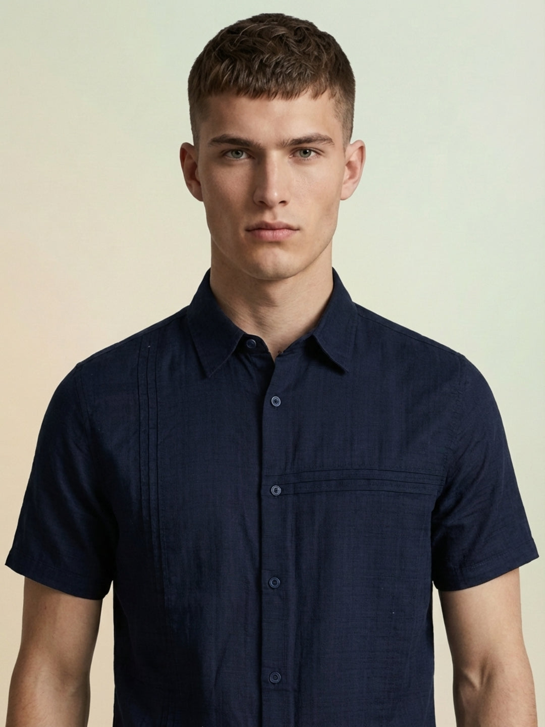 Iconic Men Navy Blue Solid Shirt