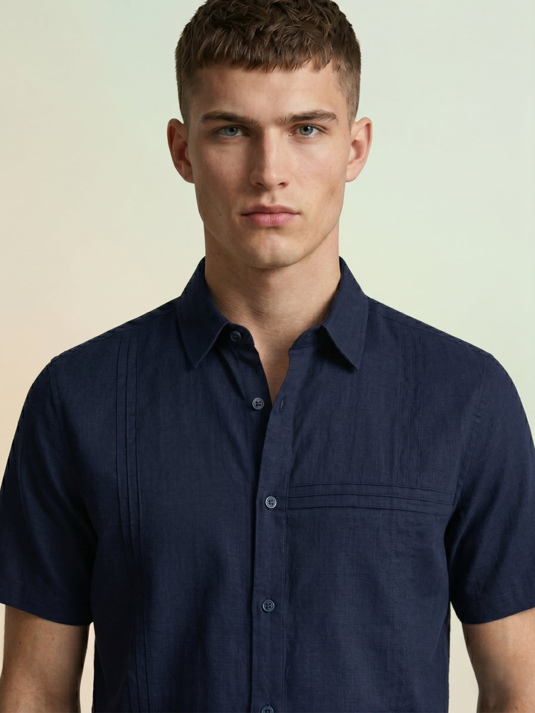 Iconic Men Navy Blue Solid Shirt