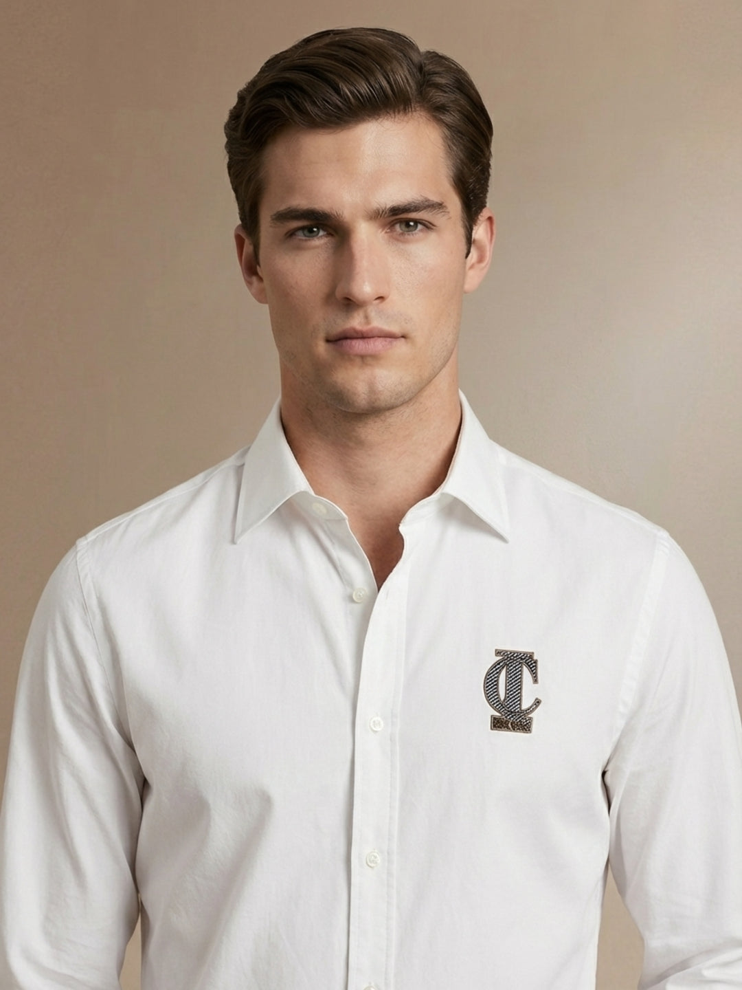 Iconic Men White Solid Oxford Shirt