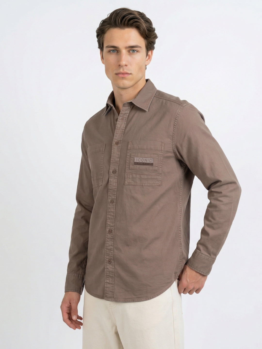 Iconic Men Brown Shirt