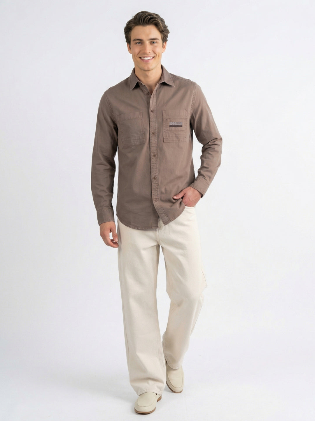 Iconic Men Brown Shirt