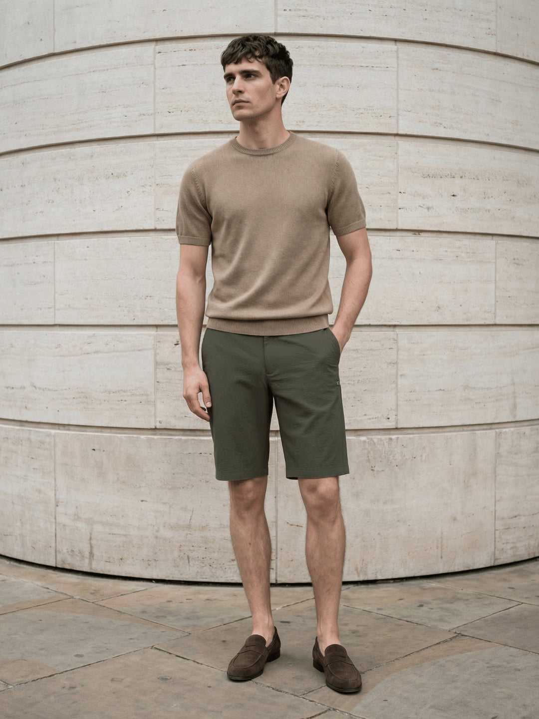Iconic Men Green Solid Mid Rise Shorts