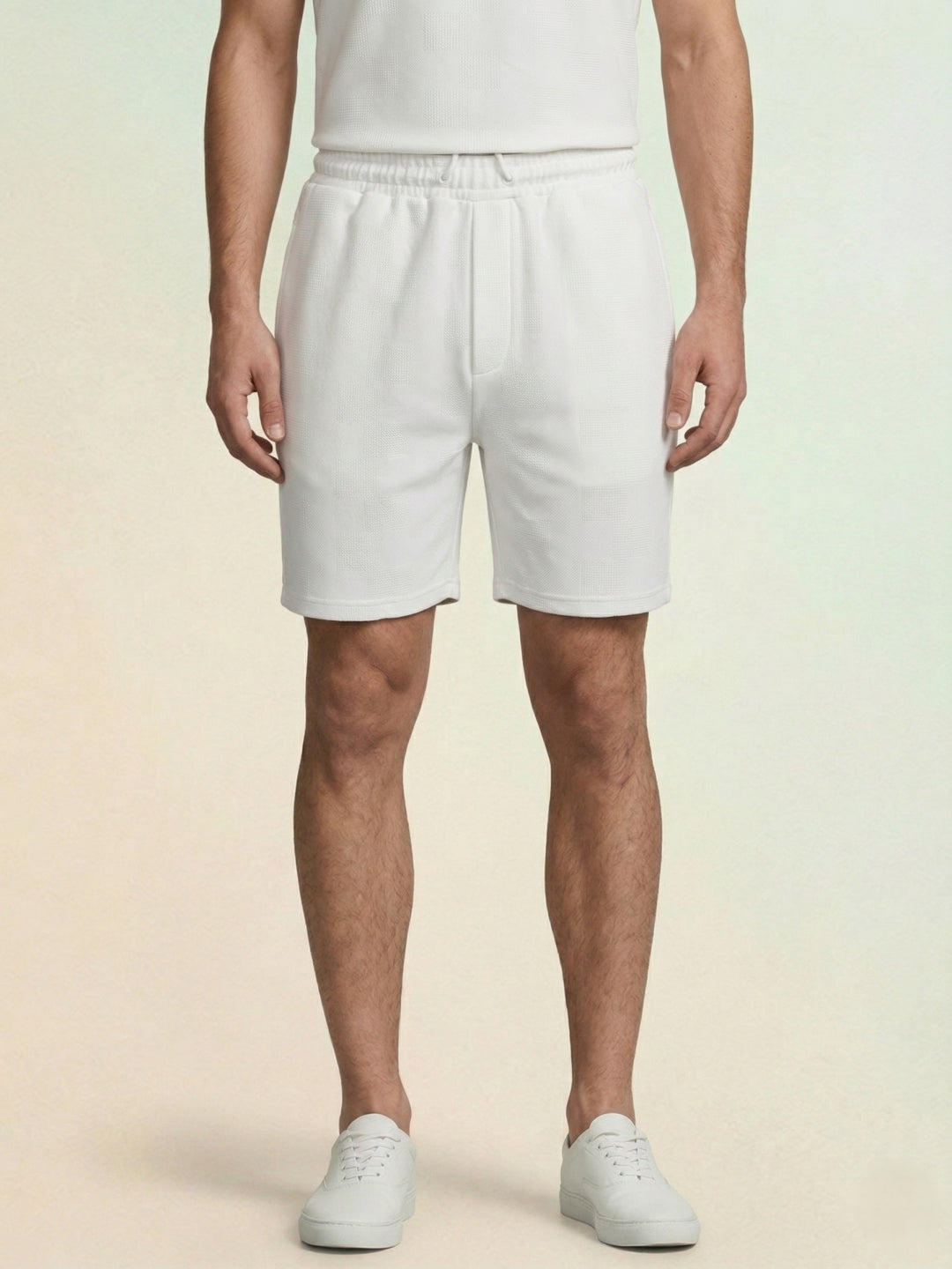 Iconic Men White Solid Regular Fit Shorts