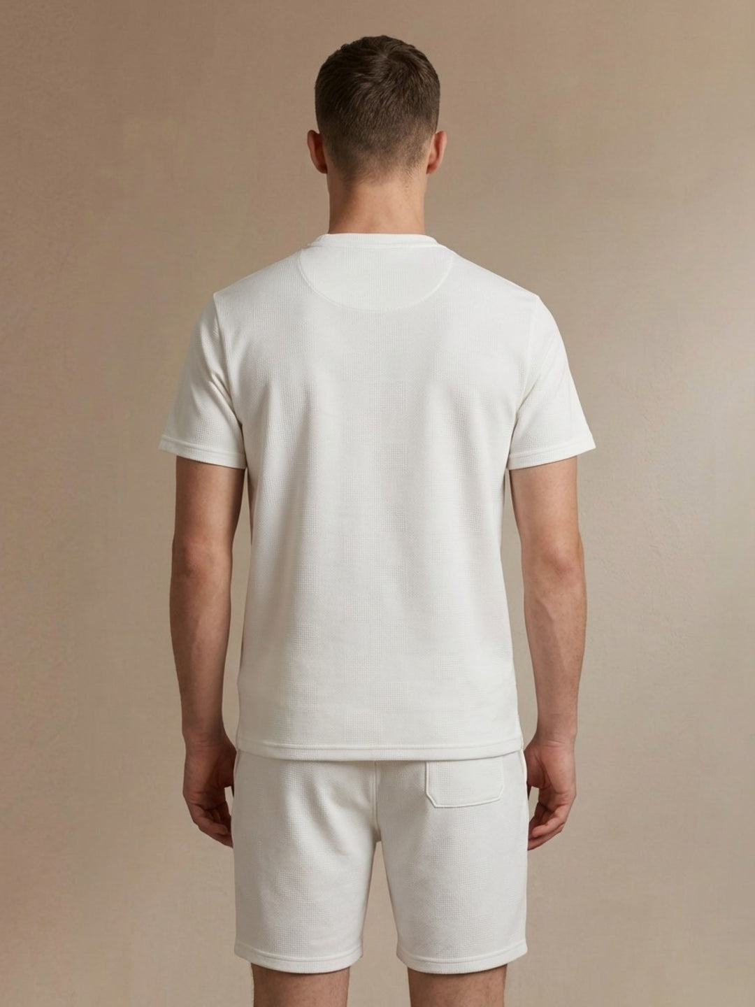 Iconic Men White Textured T-Shirt