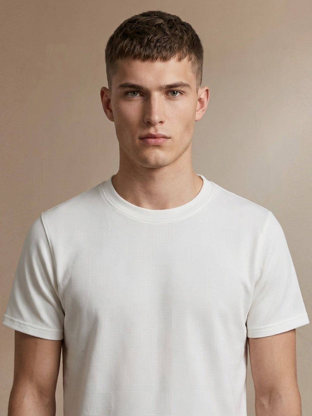 Iconic Men White Textured T-Shirt