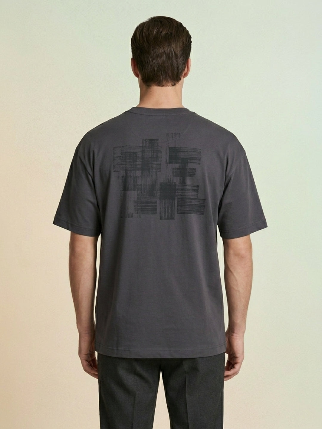 Iconic Men Grey Printed BOXY FIT Pure Cotton T-Shirt
