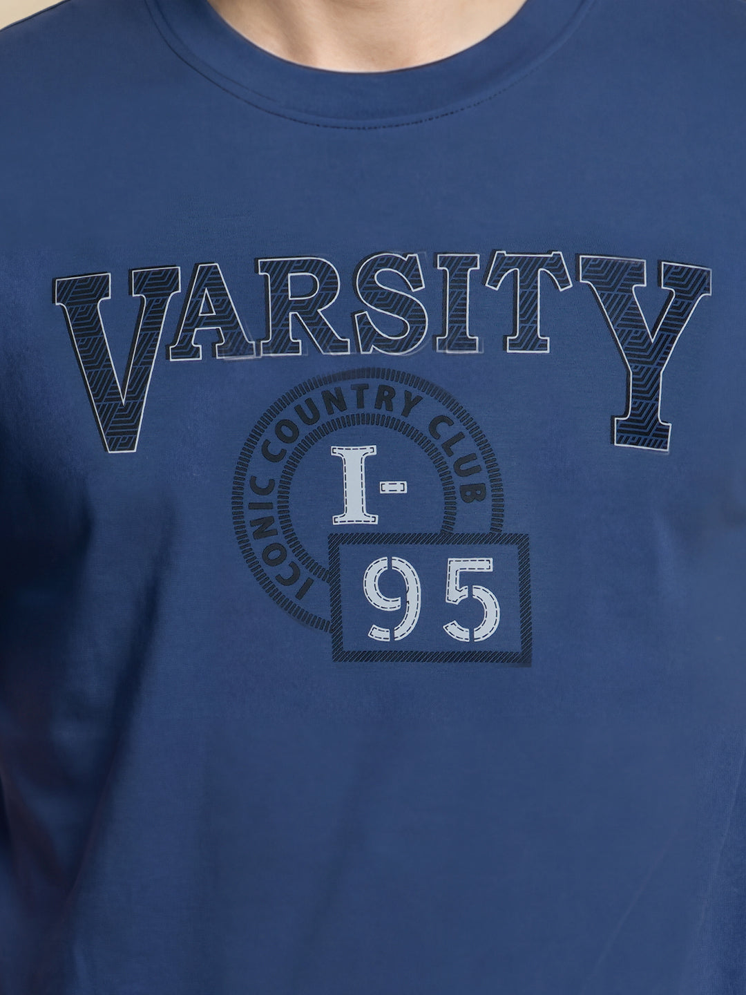 Iconic Men Cotton Blue Graphic T-Shirt