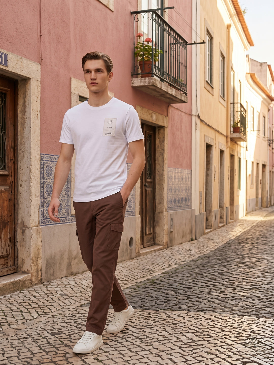 Iconic Men White Cotton Graphic T-Shirt