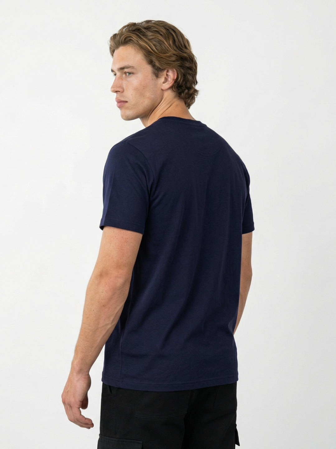 Iconic Men Cotton Navy Blue Graphic T-Shirt