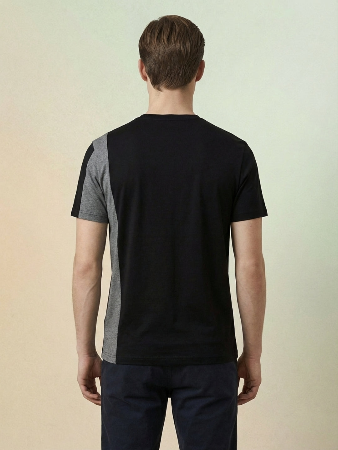Iconic Men Black Color Block T-Shirt