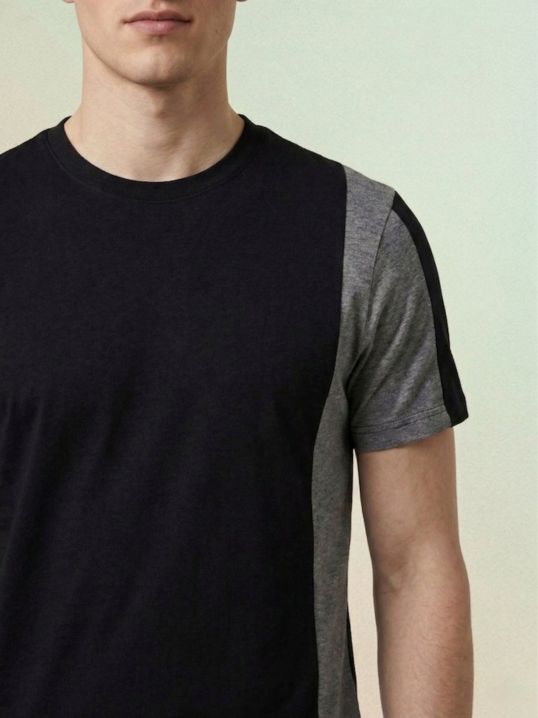 Iconic Men Black Color Block T-Shirt