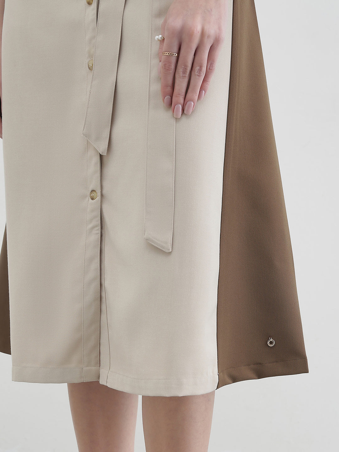 ICONIC Women Beige Colourblocked Dress