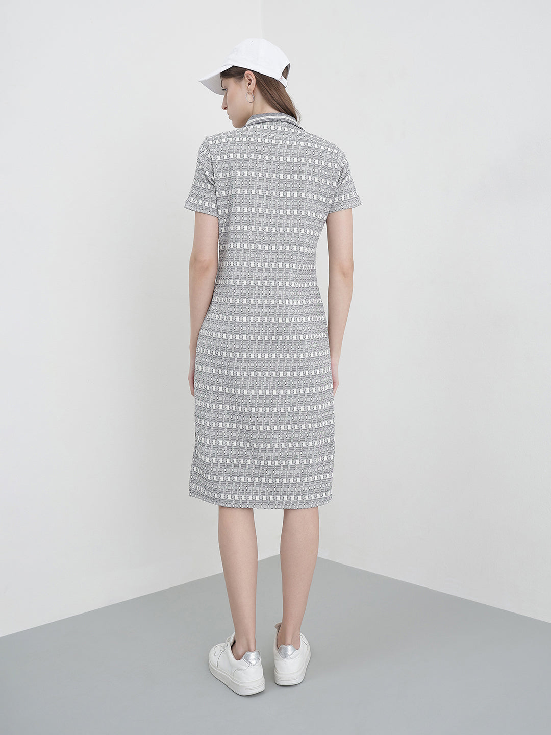 Iconic Grey Printed Stretchable Regular Fit Dress