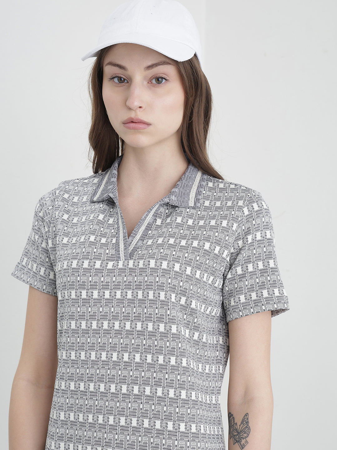 Iconic Grey Printed Stretchable Regular Fit Dress