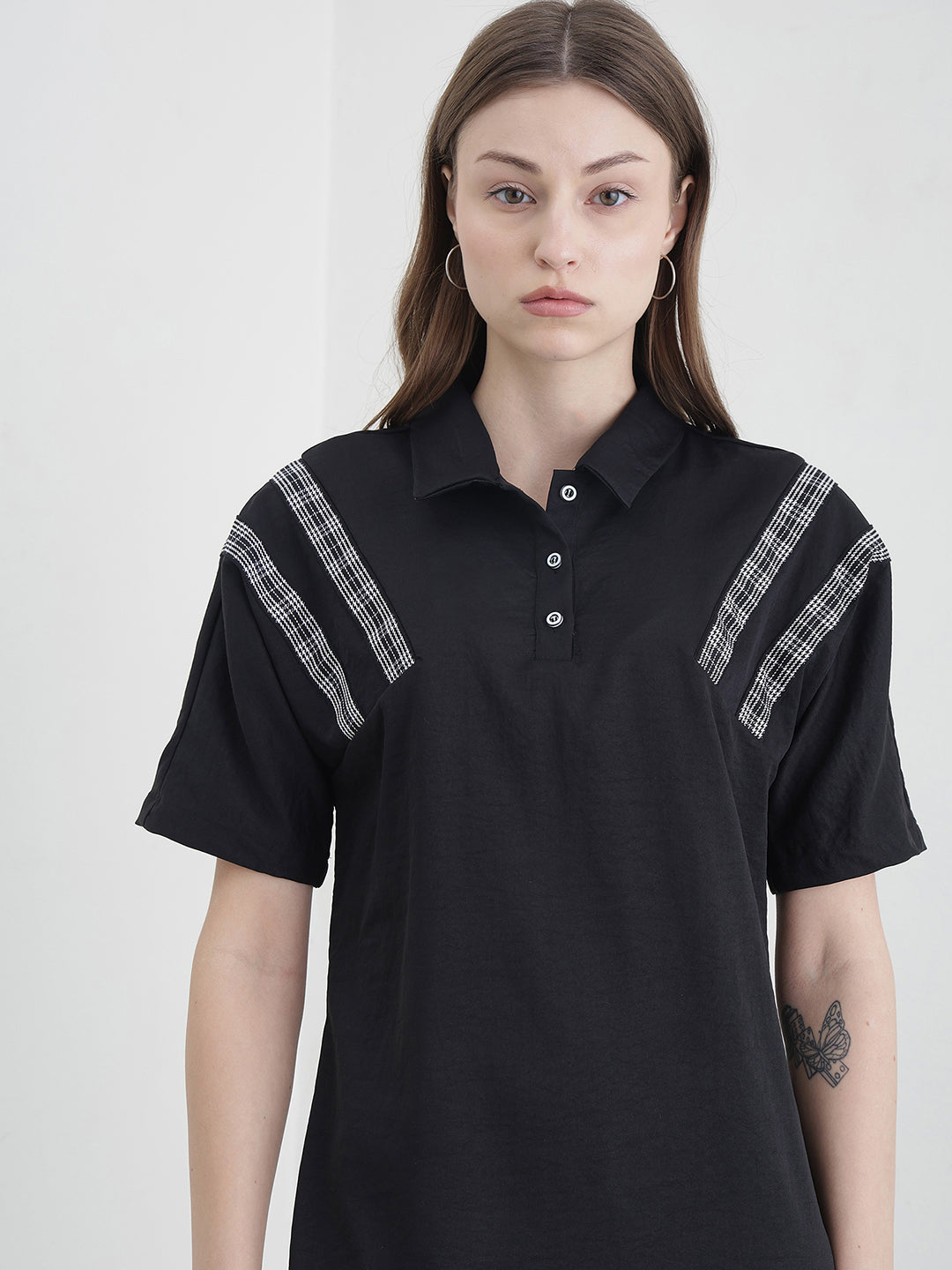 ICONIC Women Black Solid Dress