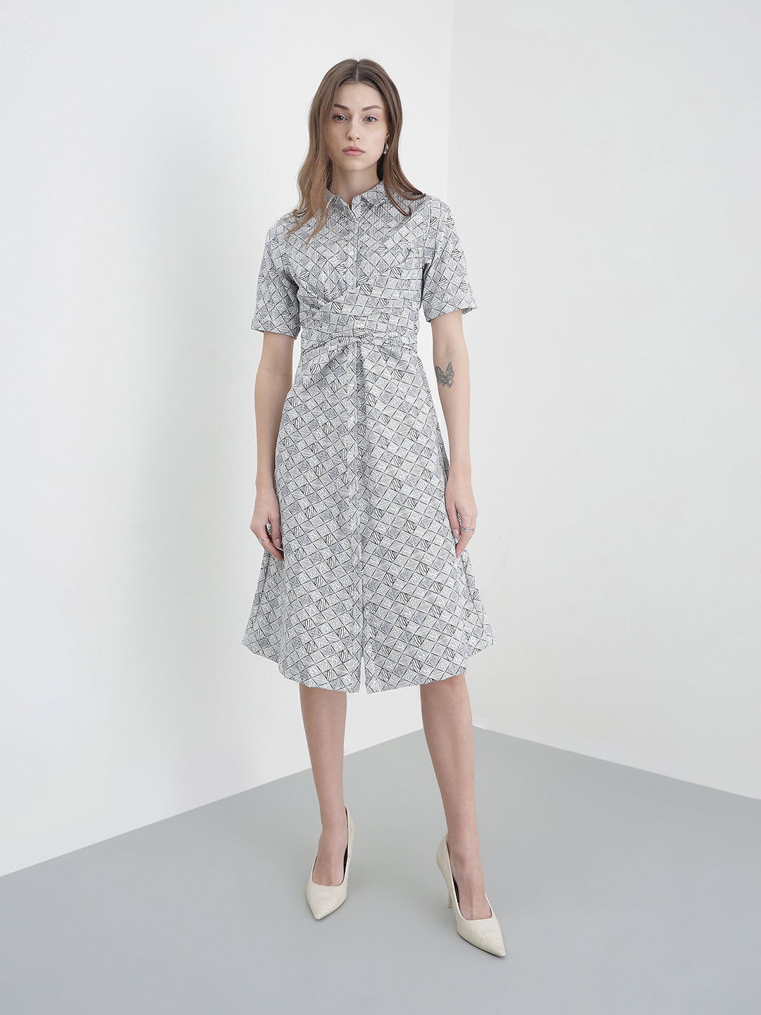 Iconic Women White Printed Dress