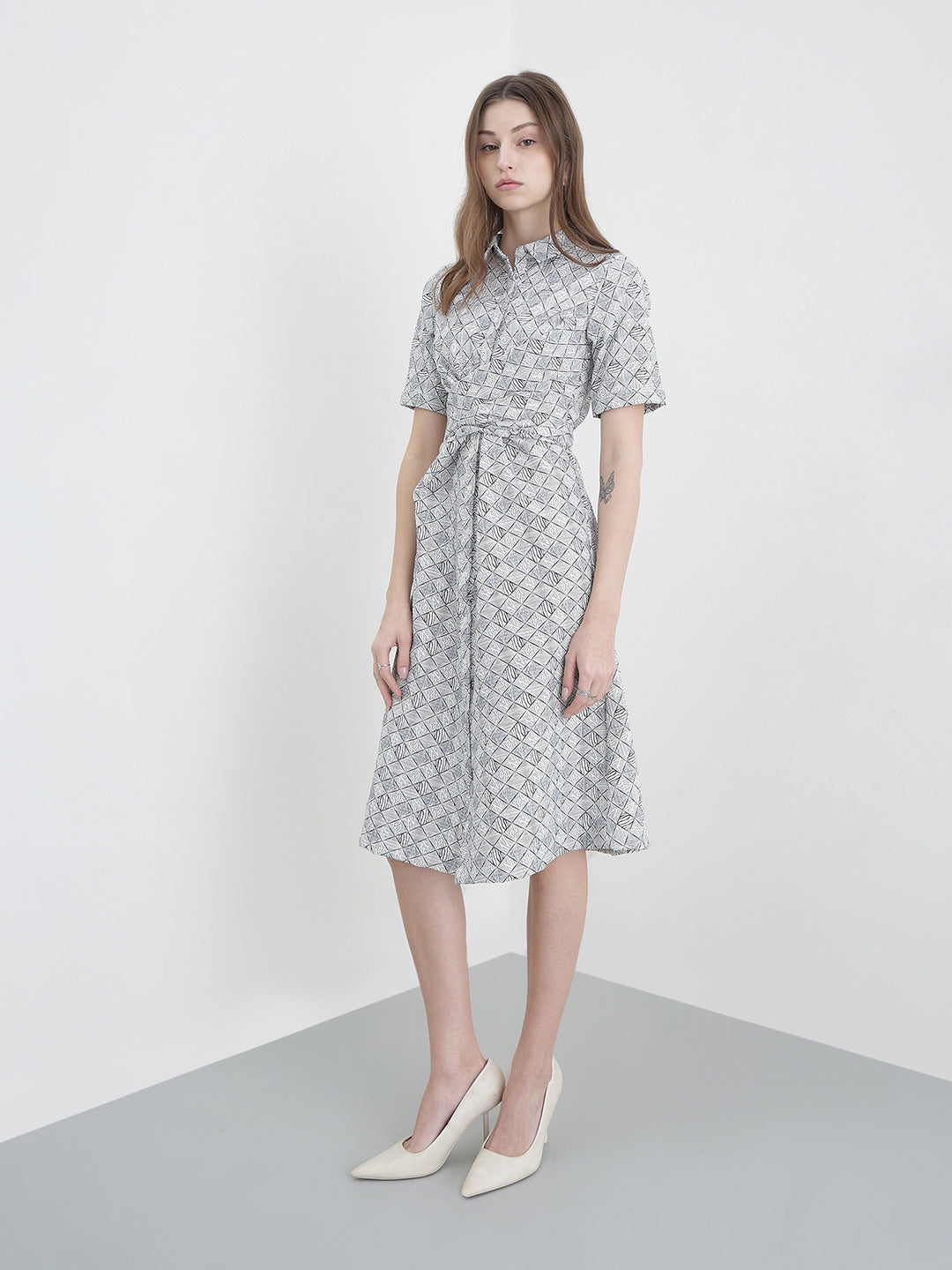 ICONIC Women White Printed Dress