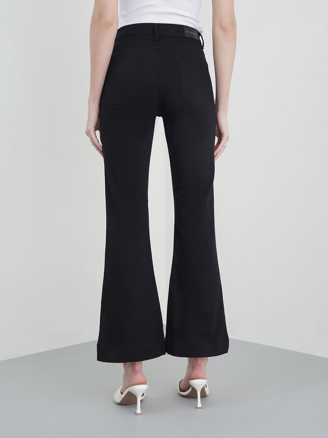 ICONIC Women Black Solid Bootcut Fit Jeans