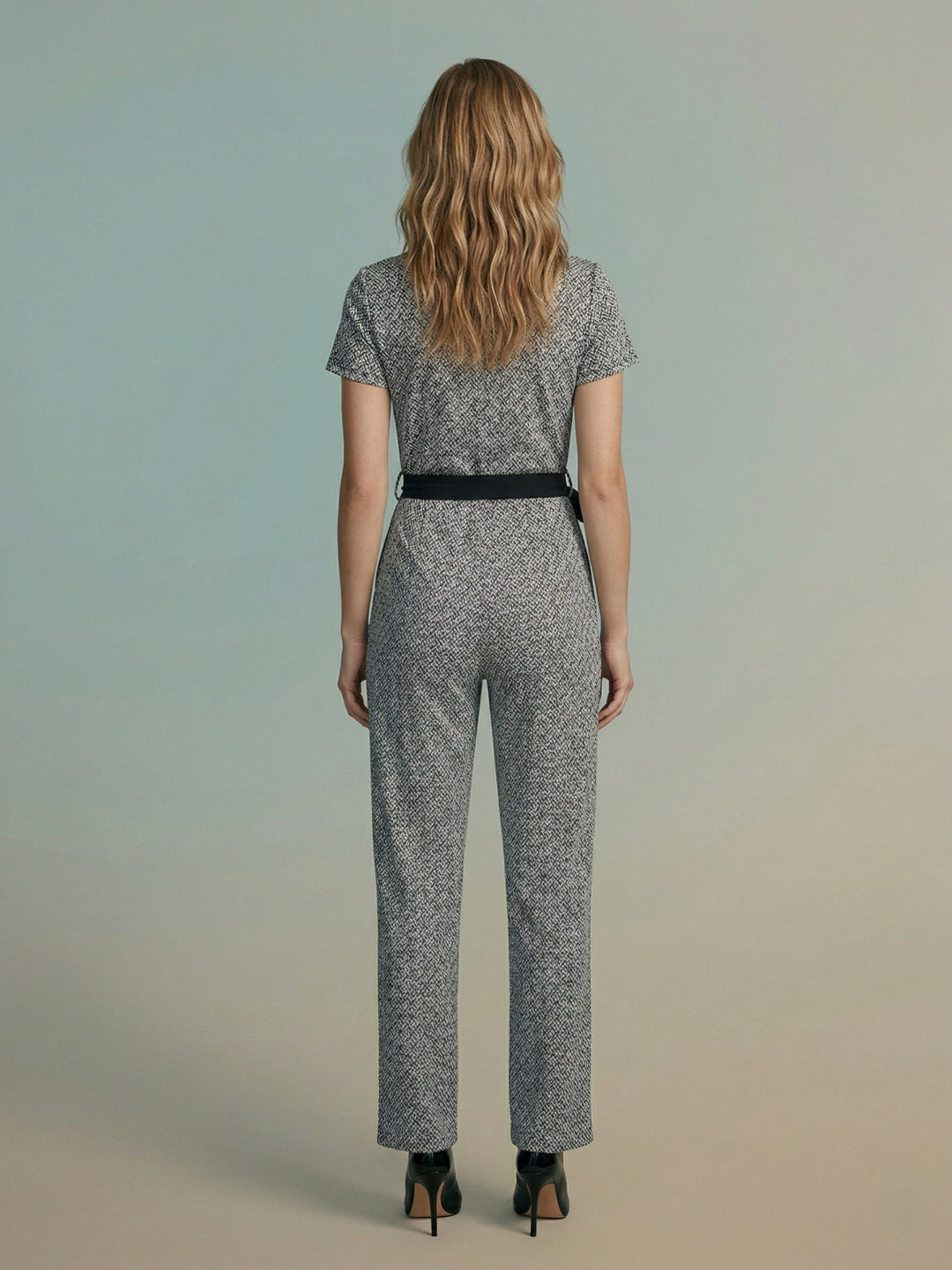 Iconic Women Black Printed Knitted Jumpsuit