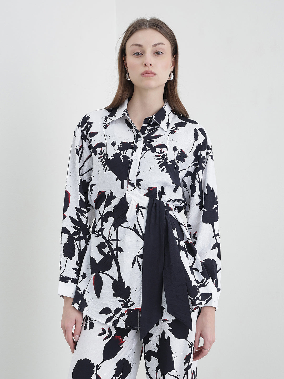 Iconic Women Black Printed Shirt