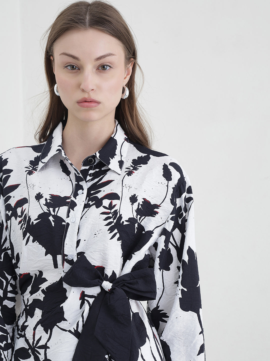 Iconic Women Black Printed Shirt