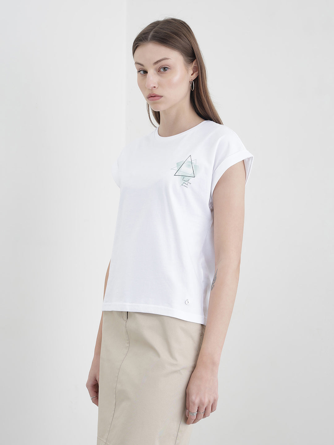 ICONIC Women White Graphic T-Shirt