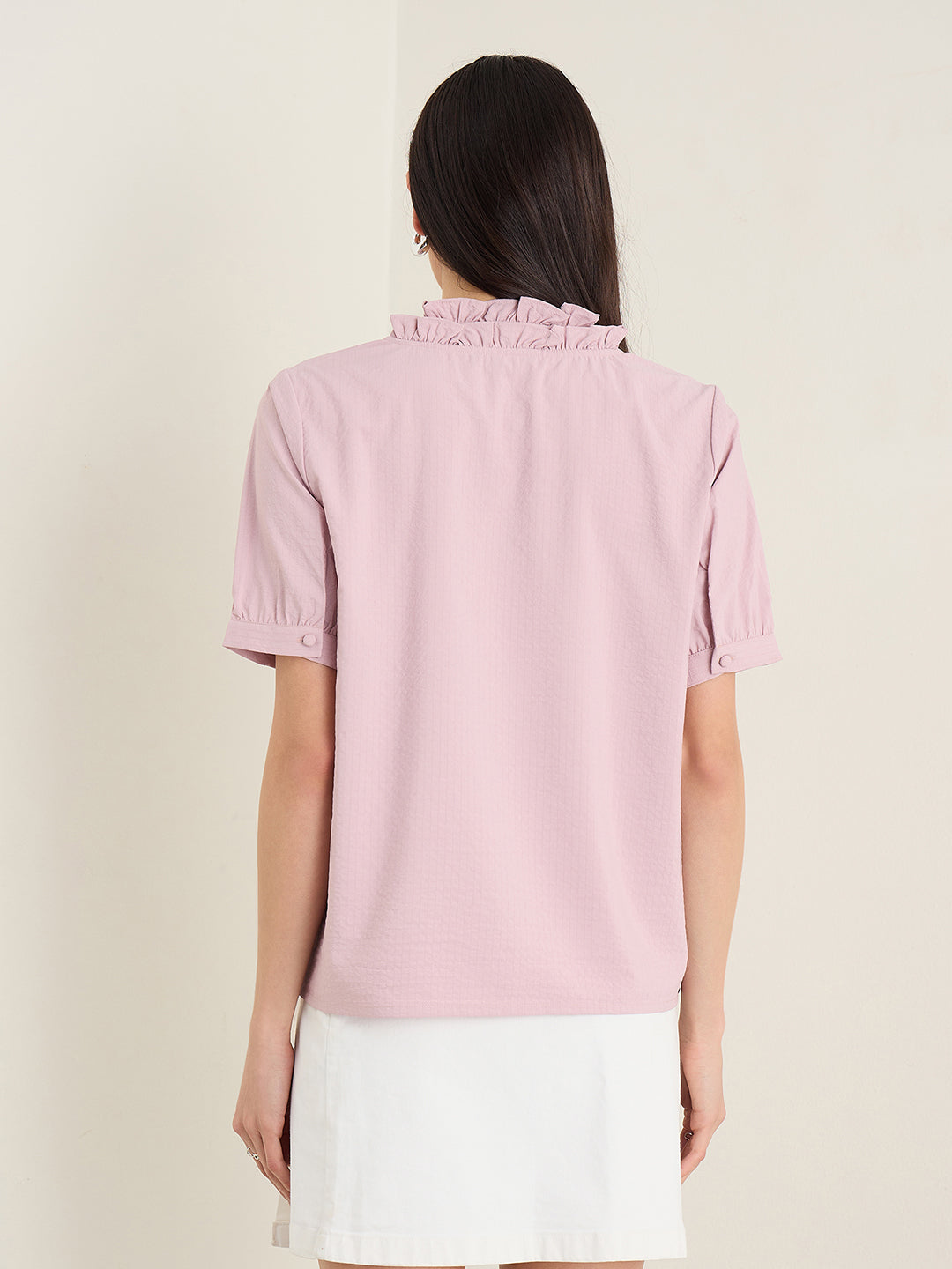 Iconic Women Pink Solid Regular Fit Top