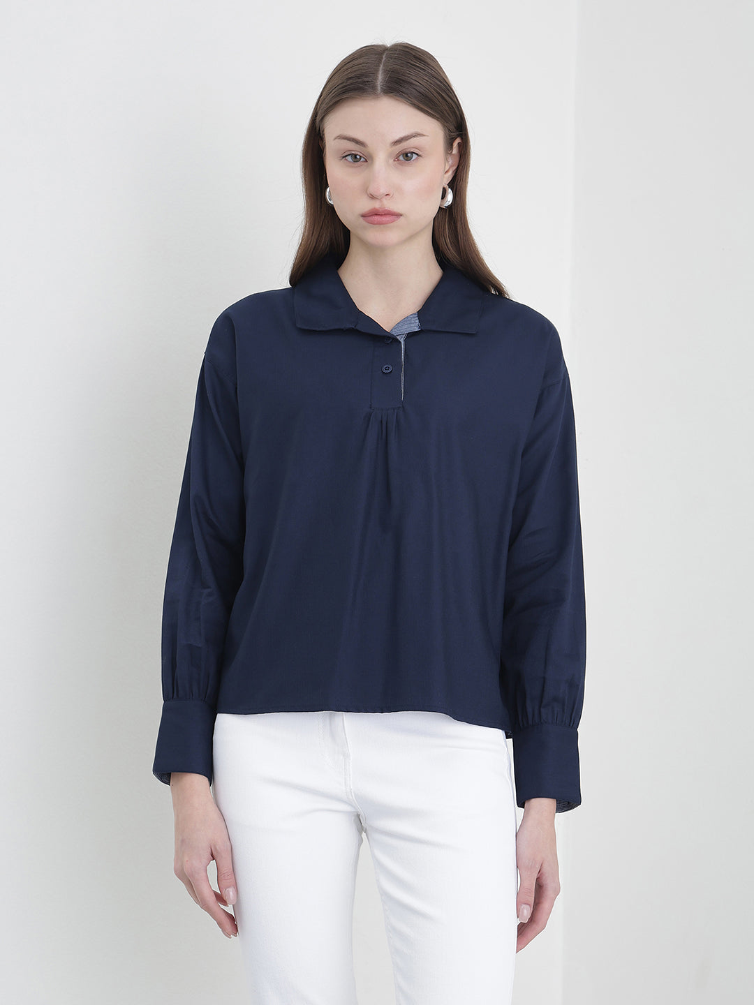 ICONIC Women Navy Blue Solid Top