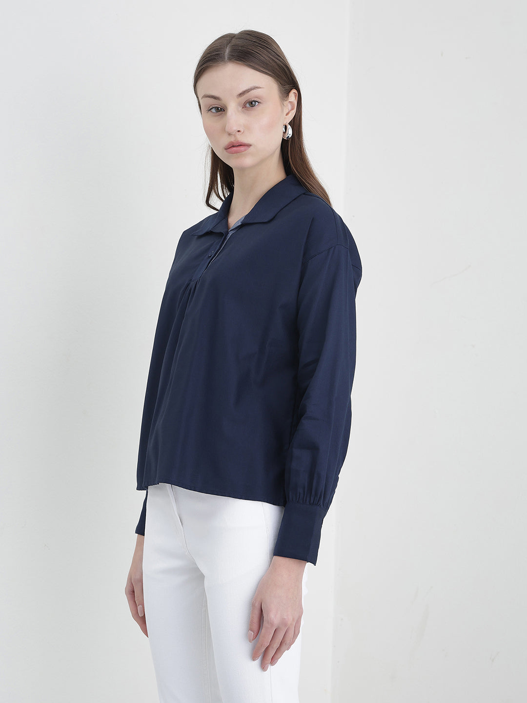 ICONIC Women Navy Blue Solid Top