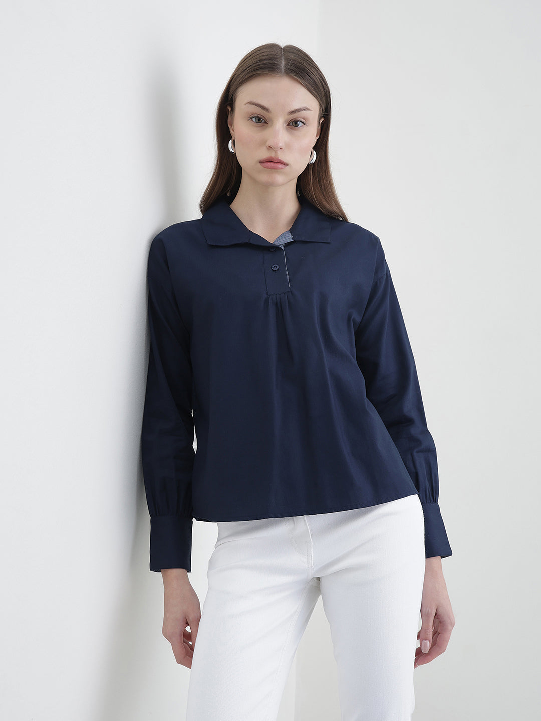 ICONIC Women Navy Blue Solid Top