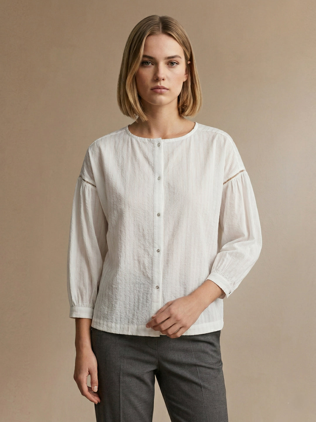 Iconic Women White Striped Structured Top