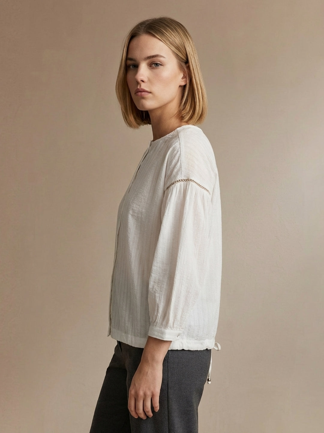 Iconic Women White Striped Structured Top