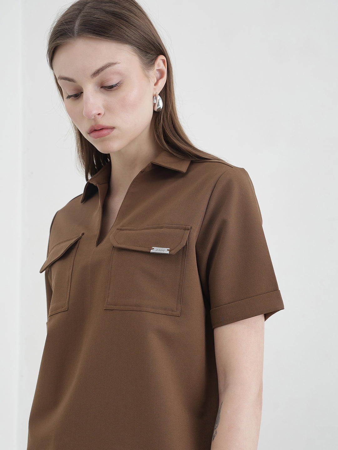 ICONIC Women Brown Solid Top