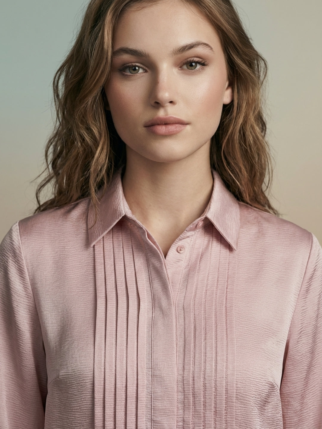 Iconic Women Pink Pleated Shirt