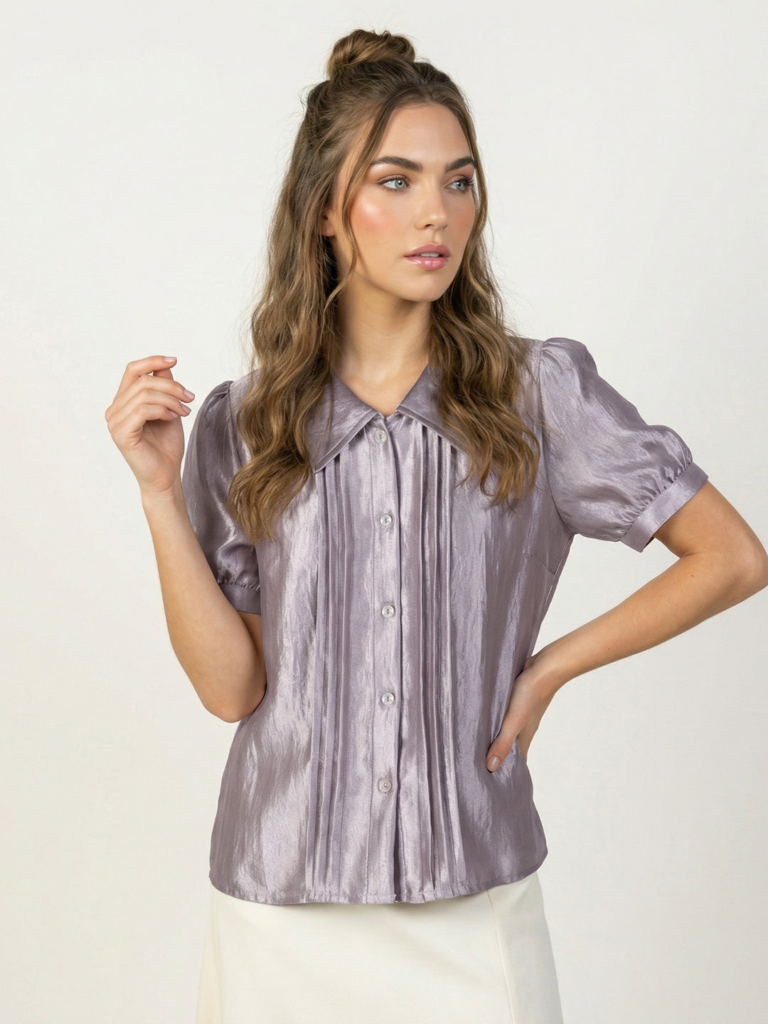 Iconic Women Purple Solid Shirt