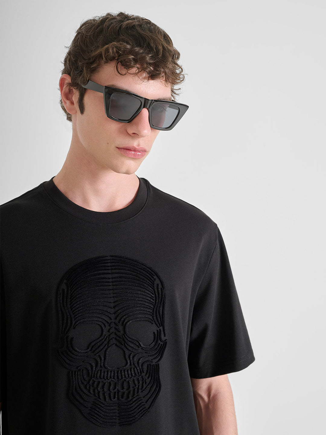 ANTONY MORATO Men Black Jersey Embroidered T-Shirt