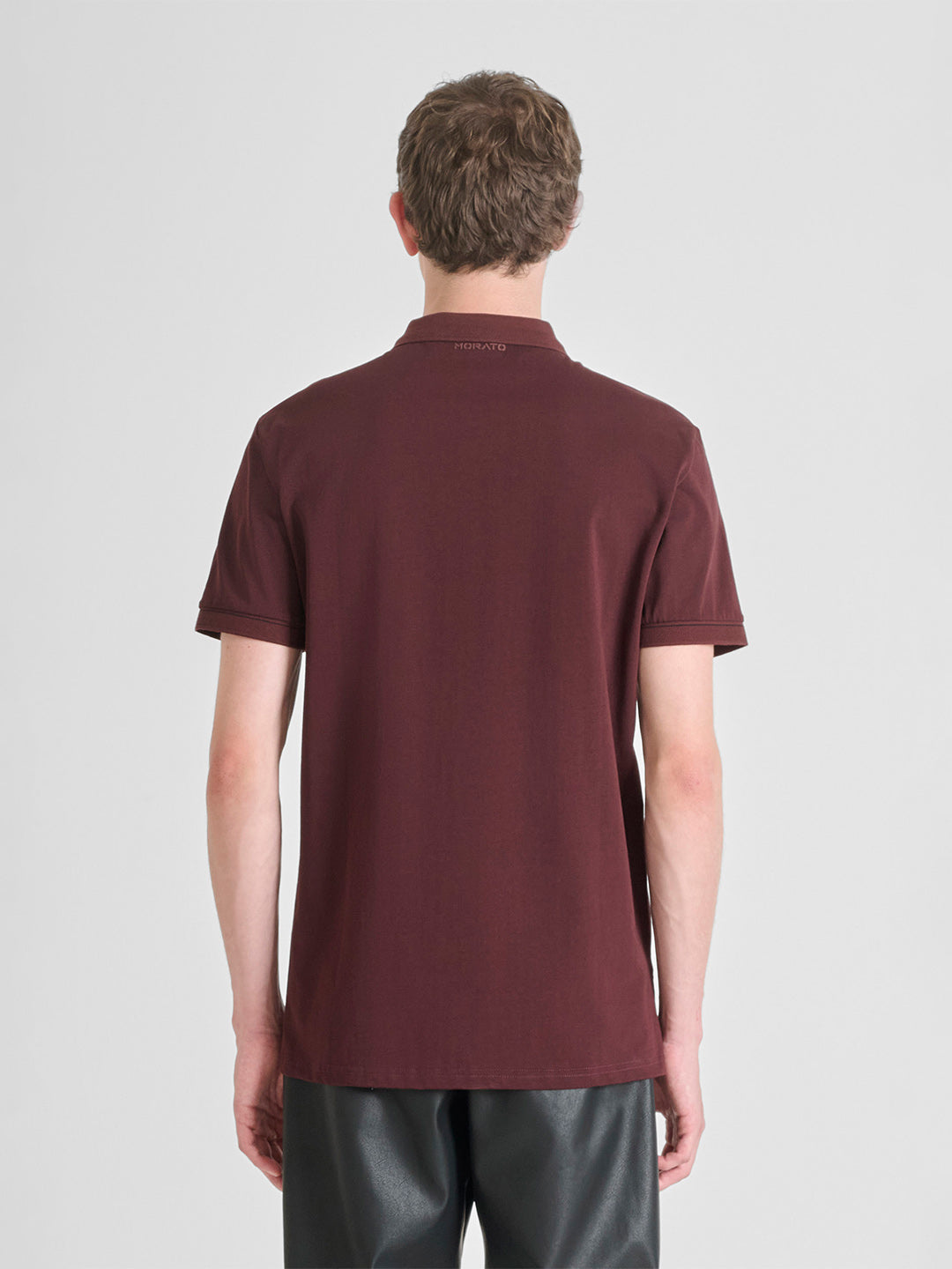 ANTONY MORATO Men Maroon Jersey Slim Fit Cotton Polo T-Shirt
