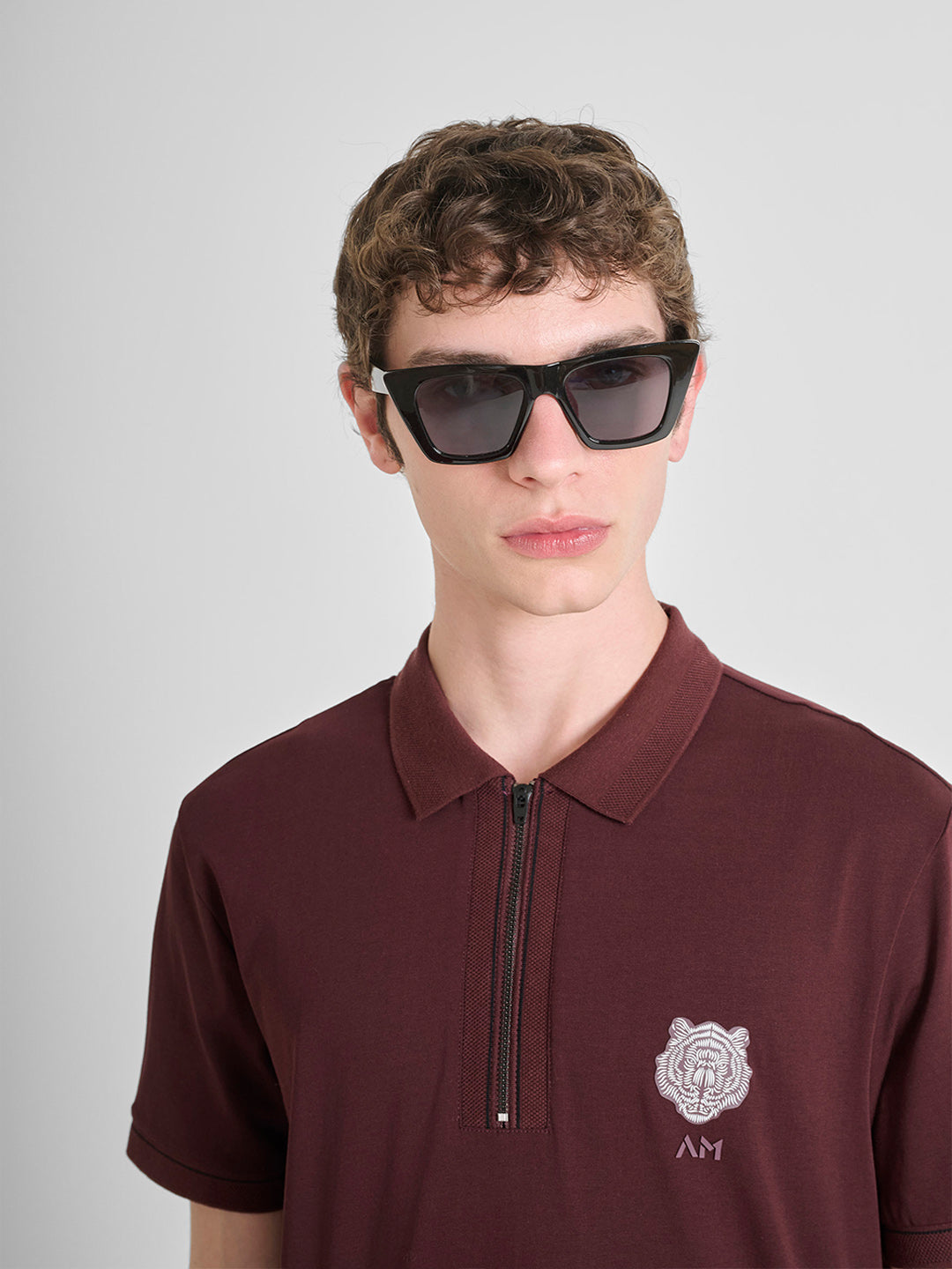 ANTONY MORATO Men Maroon Jersey Slim Fit Cotton Polo T-Shirt