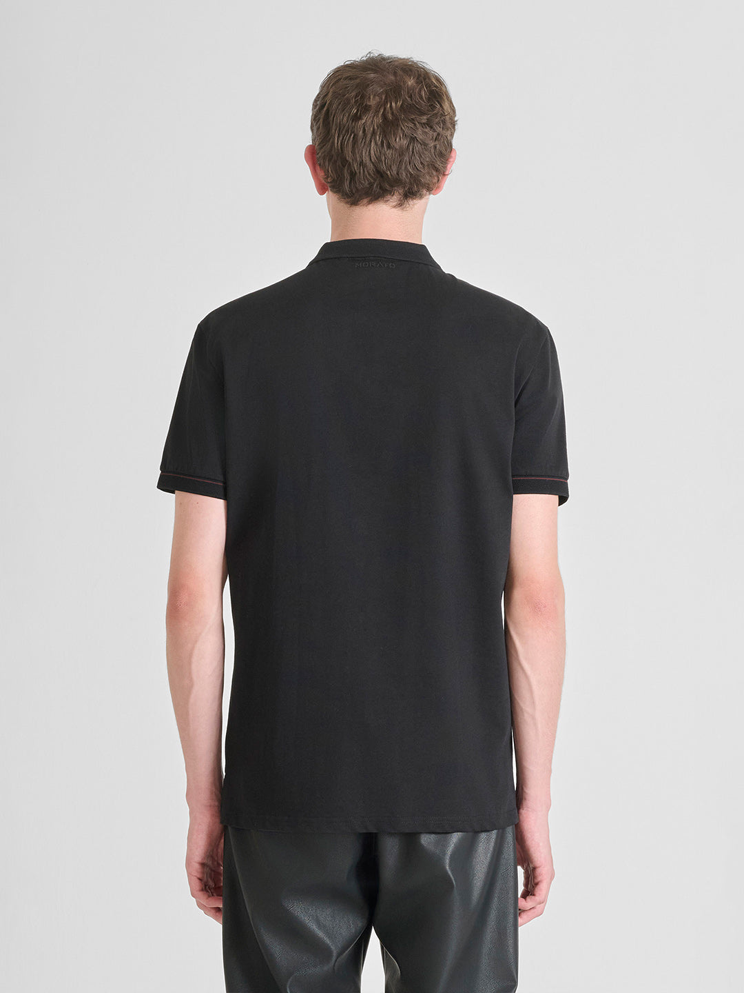 ANTONY MORATO Men Black Jersey Slim Fit Cotton Polo T-Shirt