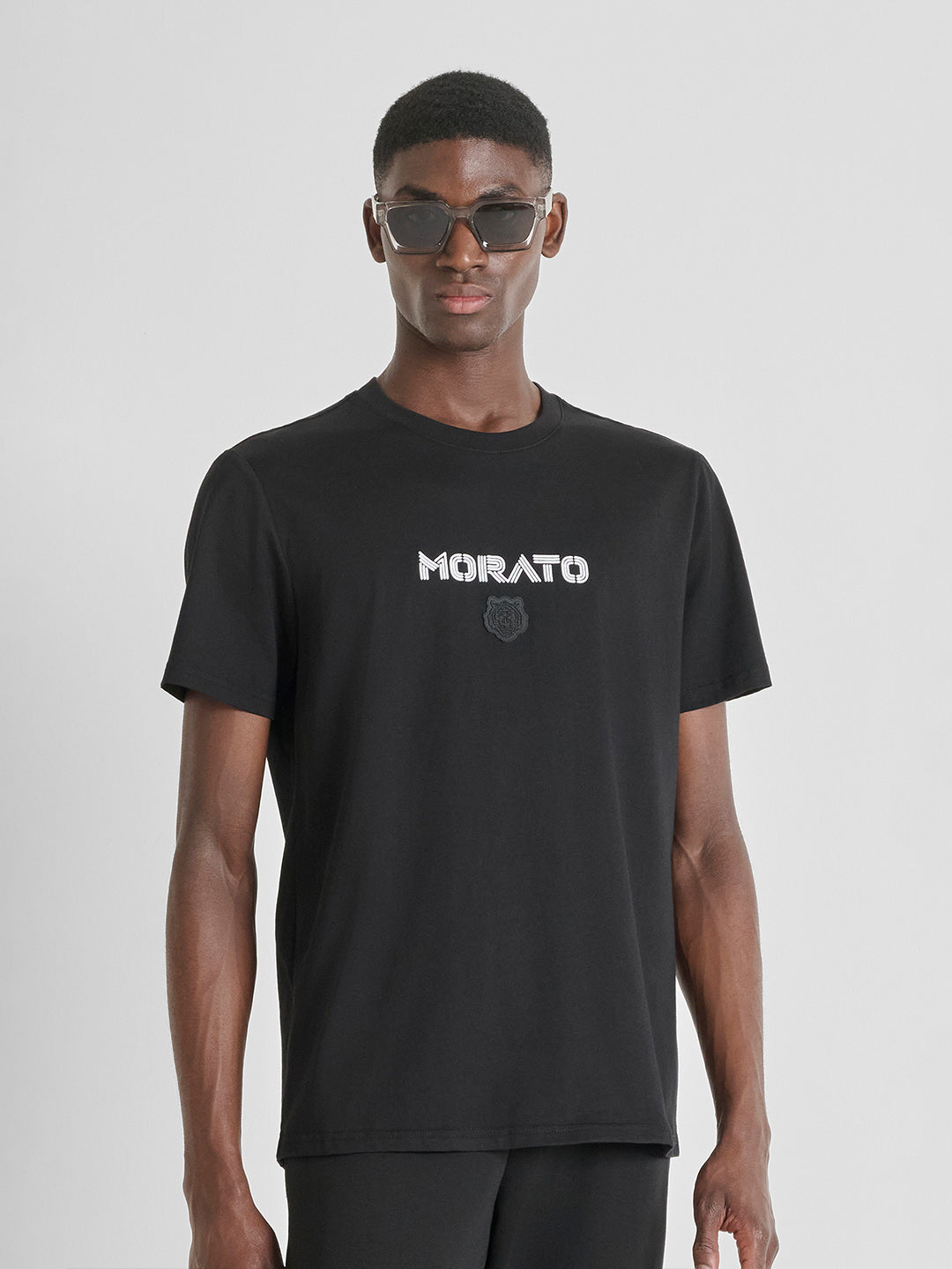 ANTONY MORATO Men Black Rubber Tiger Patch T-Shirt