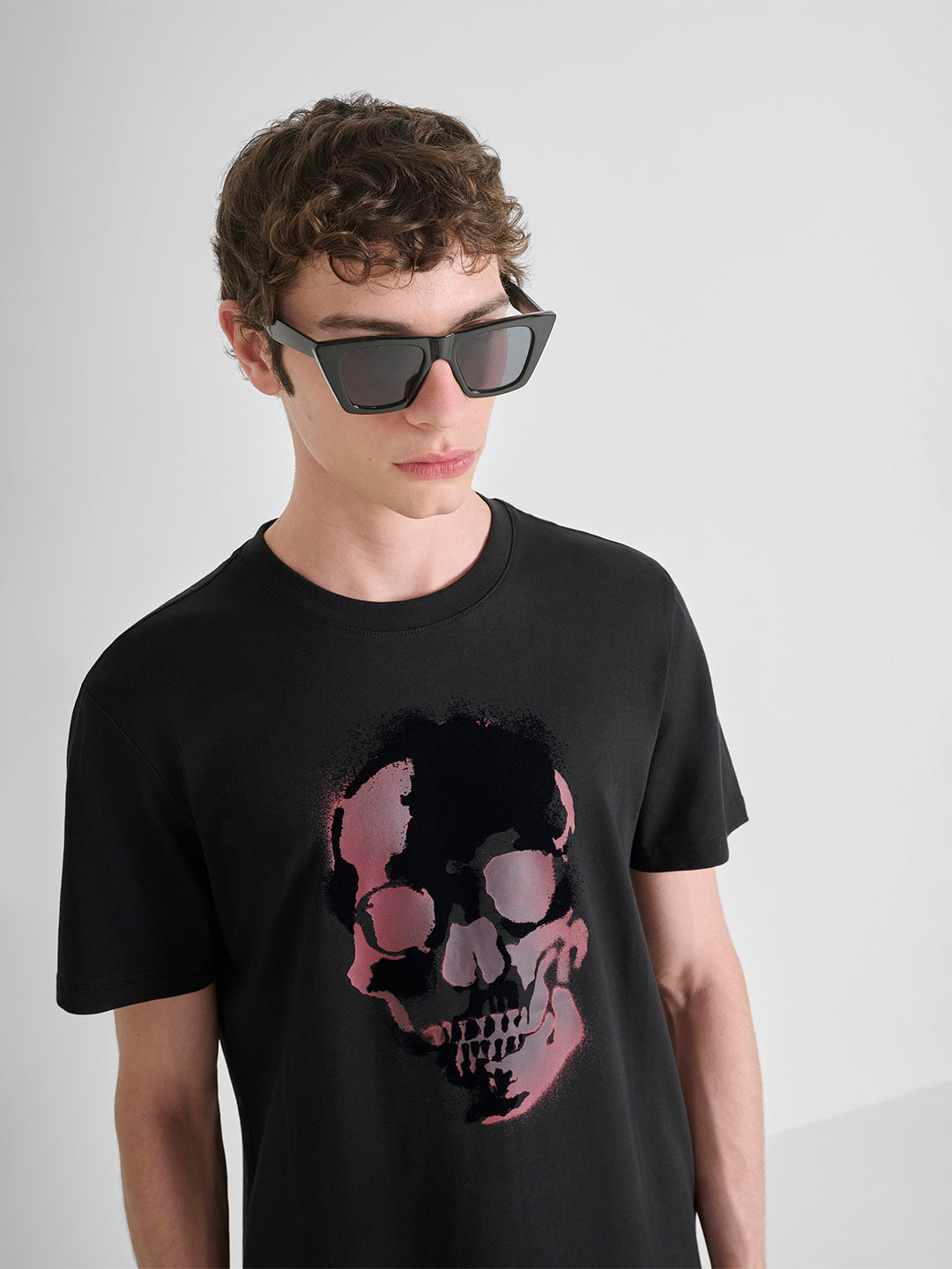 ANTONY MORATO Men Black Jersey Rubber Print T-Shirt